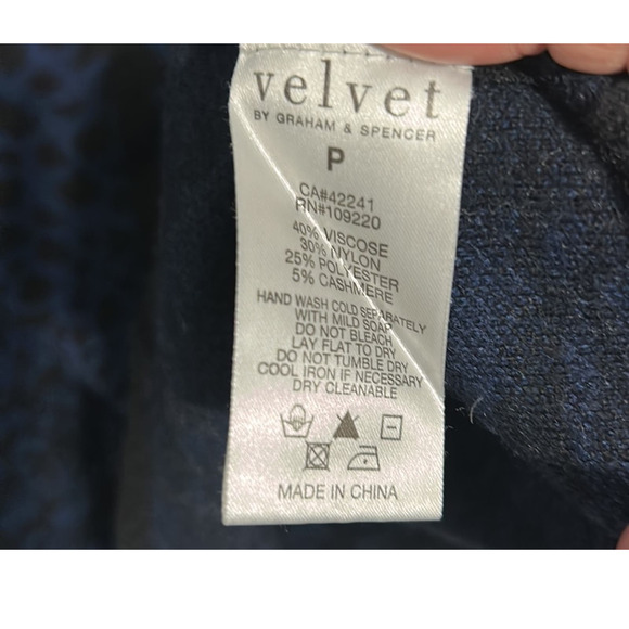 Velvet Black and Blue Animal Print Dress petite extra small - Picture 4 of 5